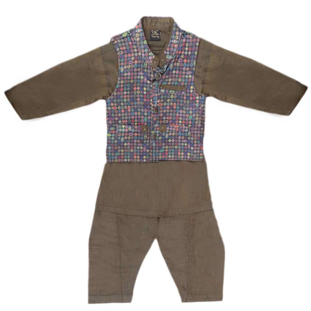 Boys Waistcoat Suit - Olive Green, Kids, Boys Shalwar Kameez, Chase Value, Chase Value