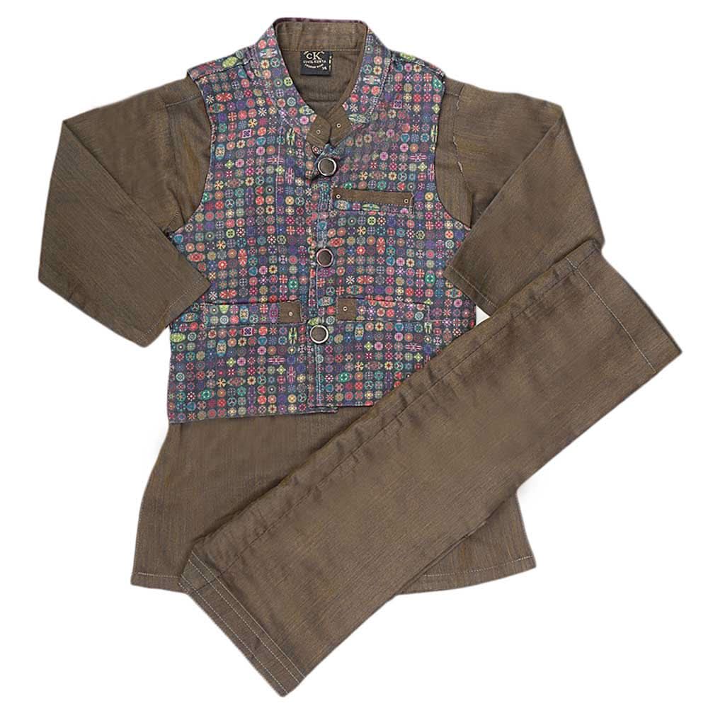 Boys Waistcoat Suit - Olive Green, Kids, Boys Shalwar Kameez, Chase Value, Chase Value