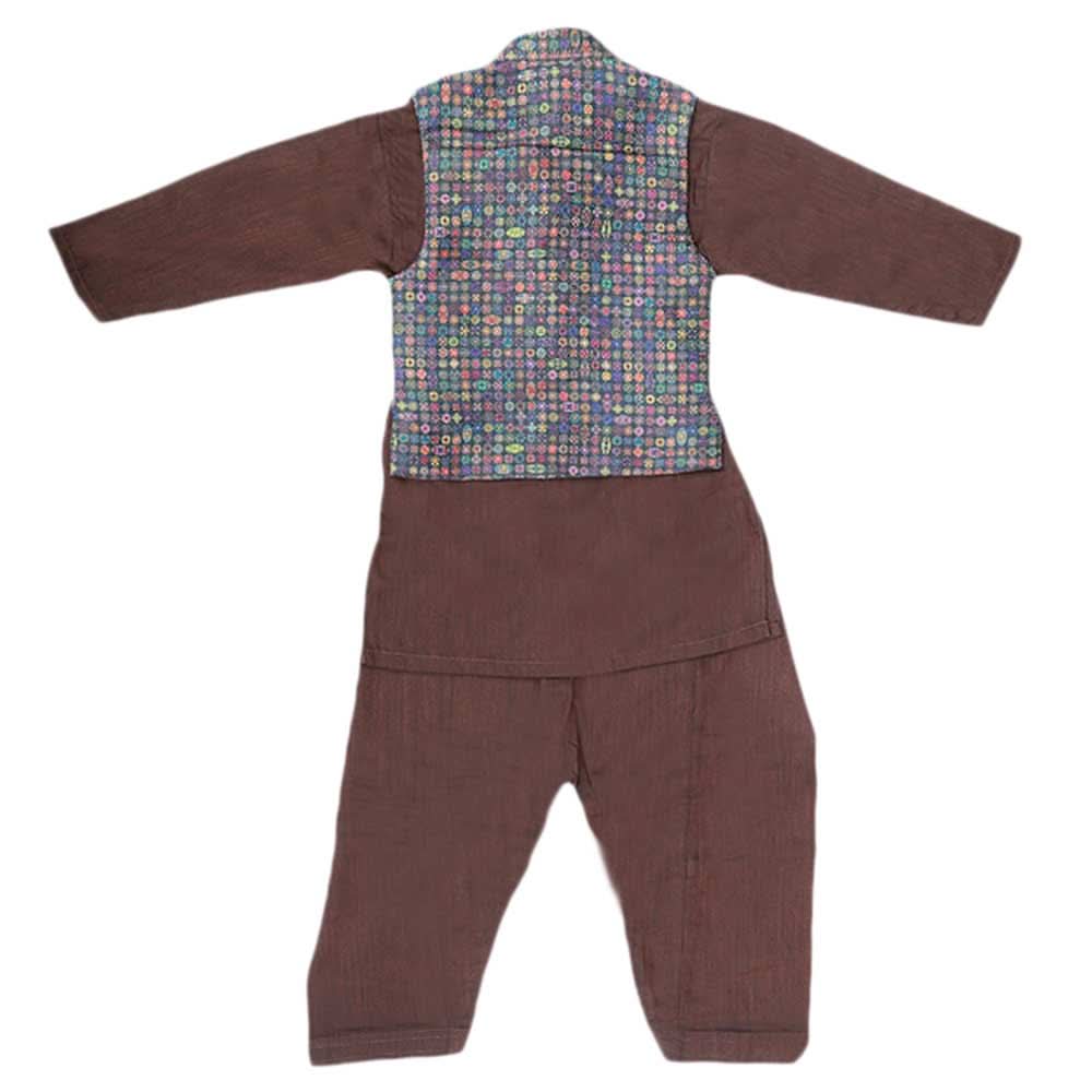 Boys Waistcoat Suit - Dark Brown, Kids, Boys Shalwar Kameez, Chase Value, Chase Value