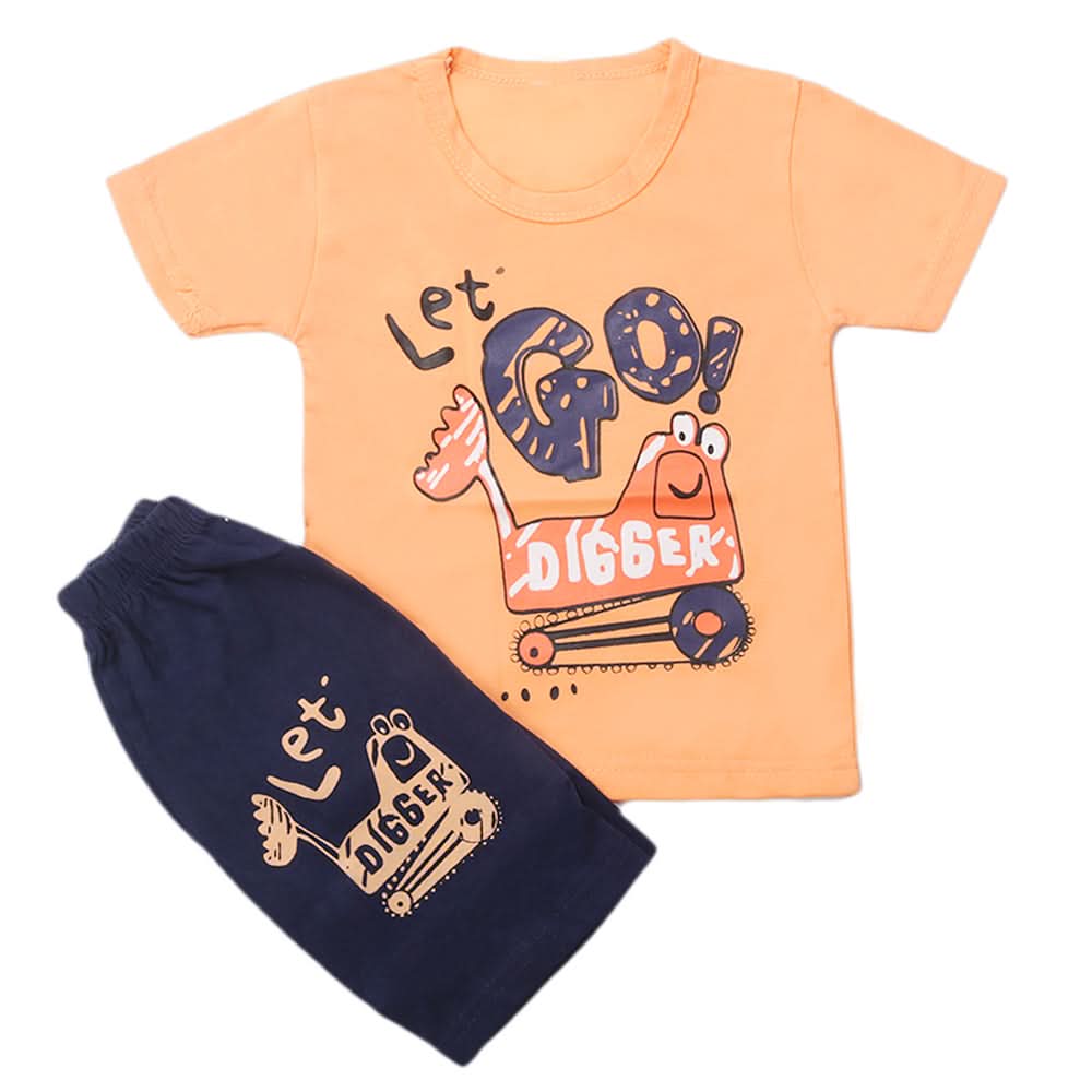 Boys Half Sleeves Short Suit - Peach, Kids, Boys Sets And Suits, Chase Value, Chase Value
