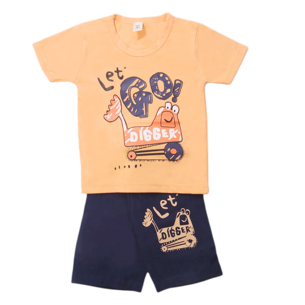 Boys Half Sleeves Short Suit - Peach, Kids, Boys Sets And Suits, Chase Value, Chase Value