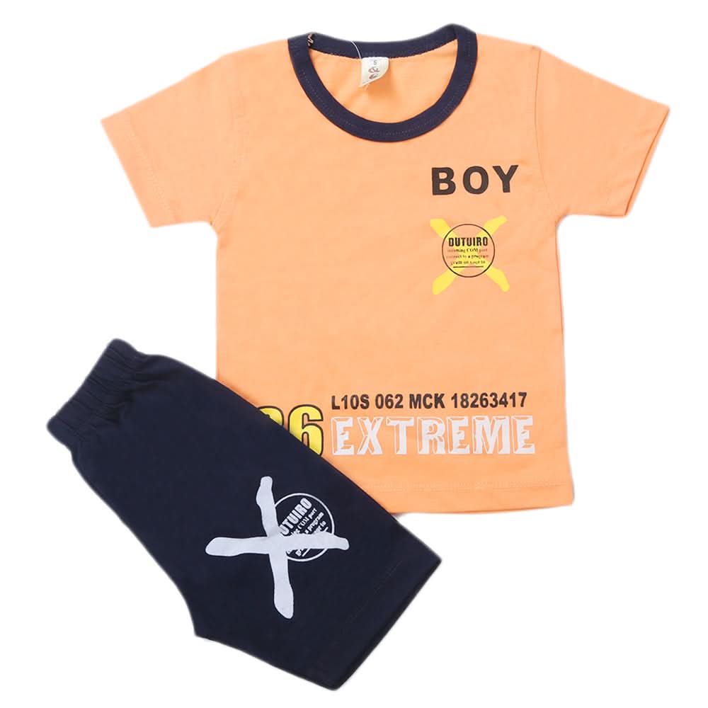 Boys Half Sleeves Short Suit - Peach, Kids, Boys Sets And Suits, Chase Value, Chase Value