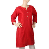 Women's Basic Plain Kurti - Red, Women, Ready Kurtis, Chase Value, Chase Value
