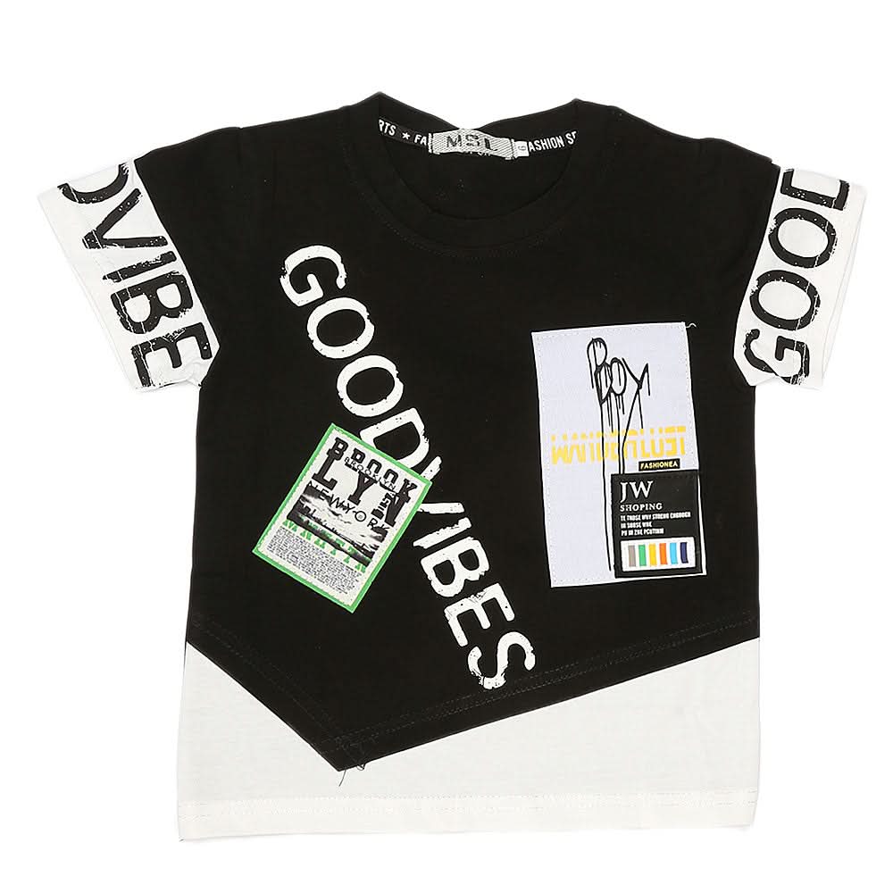 Boys Half Sleeves T-Shirt - Black, Kids, Boys T-Shirts, Chase Value, Chase Value