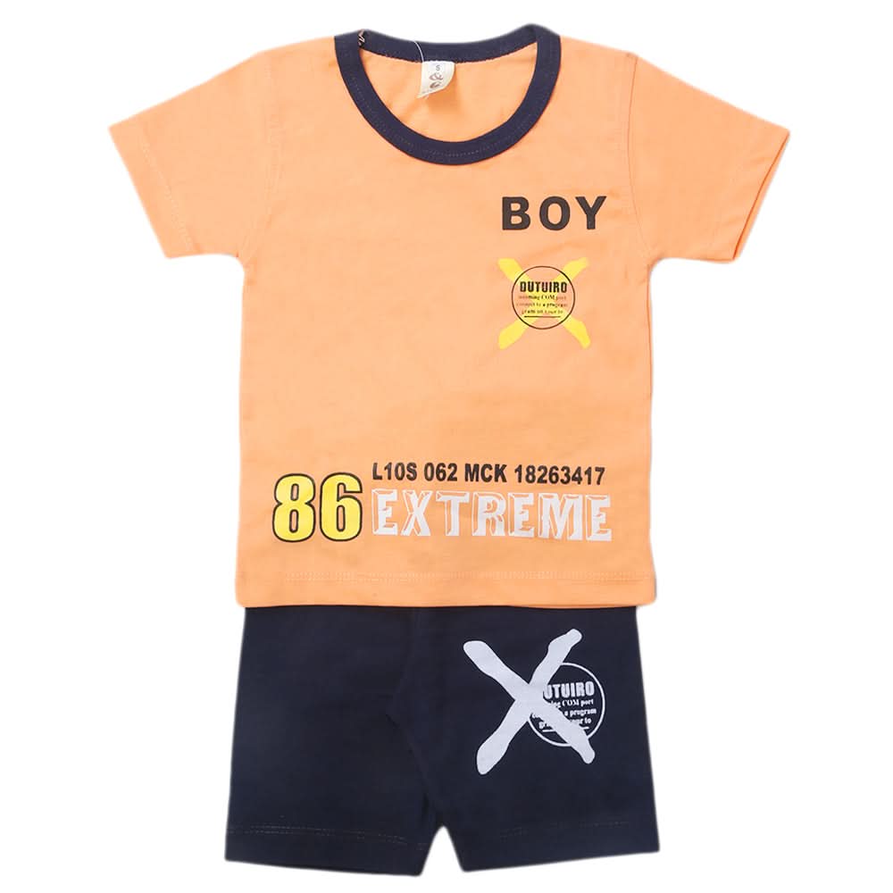 Boys Half Sleeves Short Suit - Peach, Kids, Boys Sets And Suits, Chase Value, Chase Value