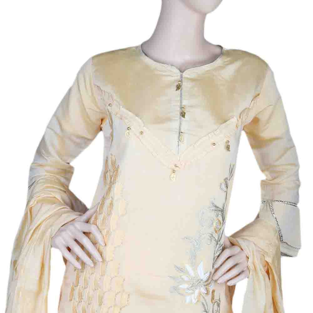 Women's Fancy 3 Piece Suit - Golden, Women, Shalwar Suits, Chase Value, Chase Value