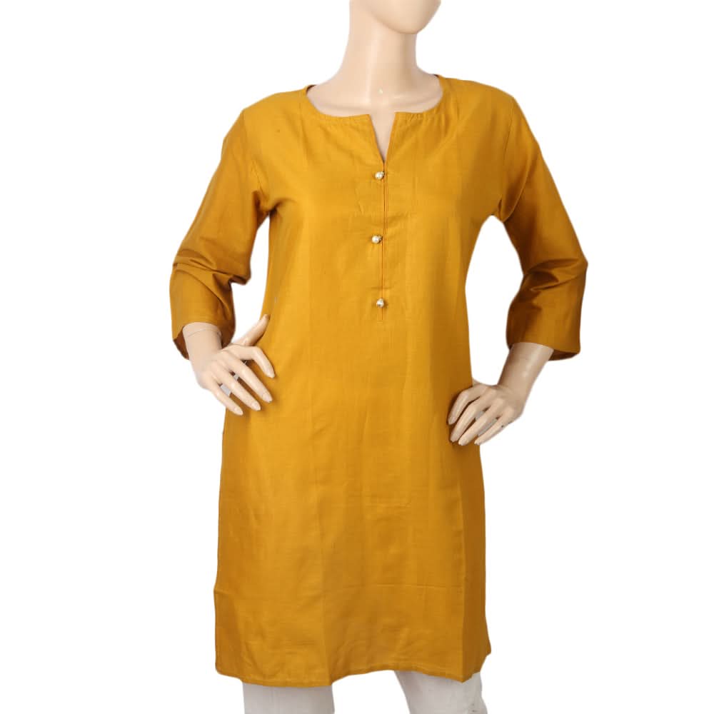 Women's Basic Plain Kurti - Mustard, Women, Ready Kurtis, Chase Value, Chase Value