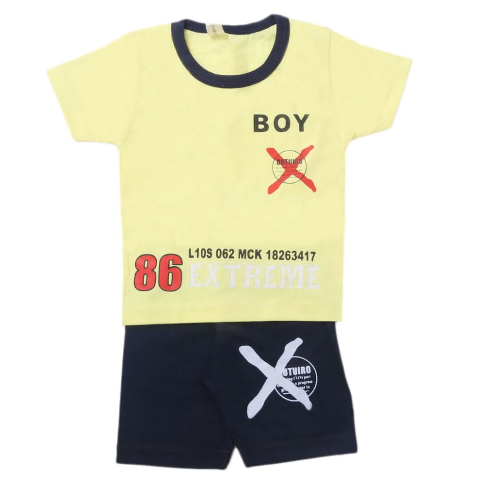 Boys Half Sleeves Short Suit - Lemon, Kids, Boys Sets And Suits, Chase Value, Chase Value