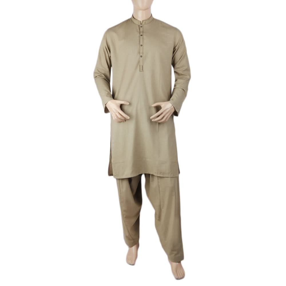 Men's Mashriq Slim Fit Embroided Shalwar Suit - Olive, Men, Shalwar Kameez, Chase Value, Chase Value