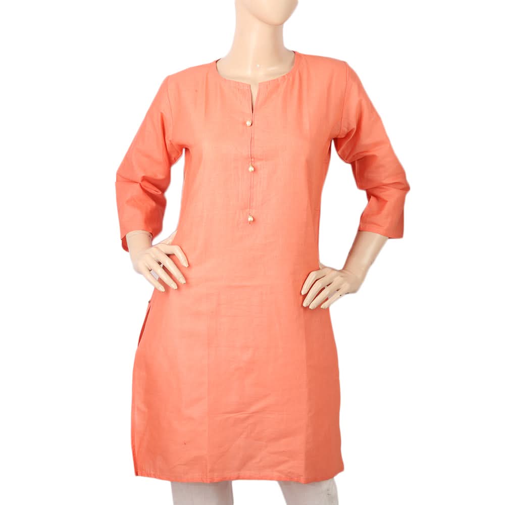 Women's Basic Plain Kurti - Peach, Women, Ready Kurtis, Chase Value, Chase Value