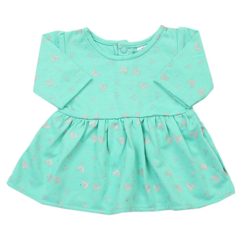 Girls Full Sleeves Frock - Cyan, Girls Frocks, Chase Value, Chase Value