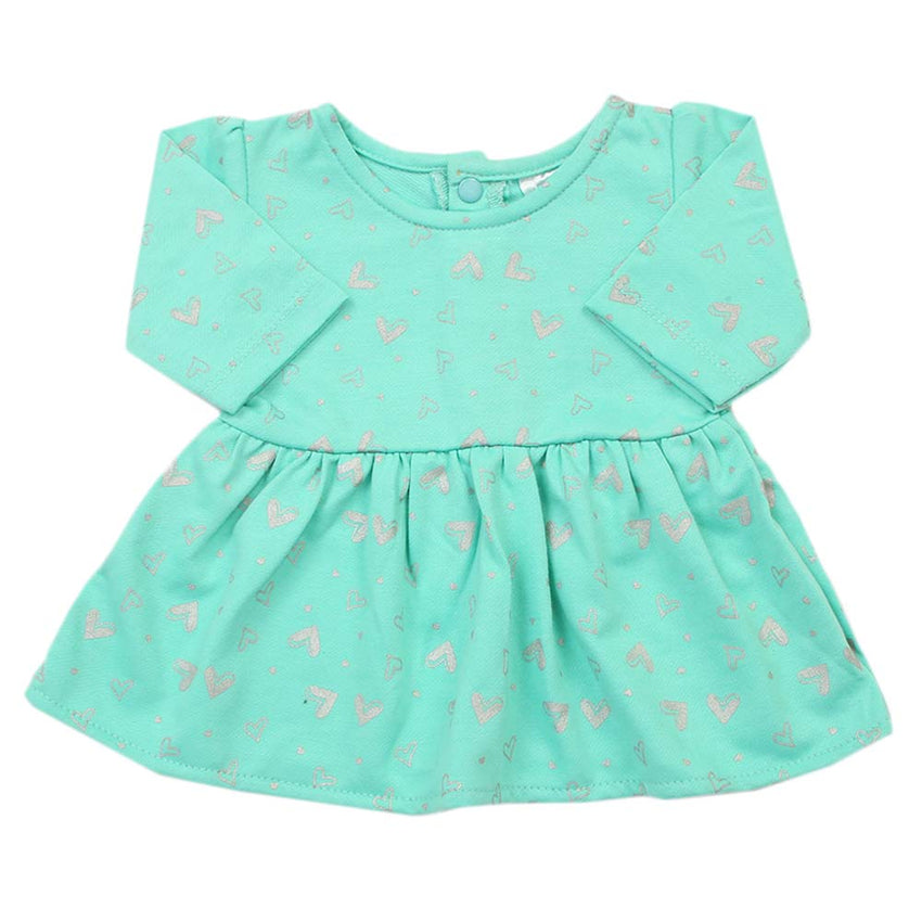 Girls Full Sleeves Frock - Cyan, Girls Frocks, Chase Value, Chase Value