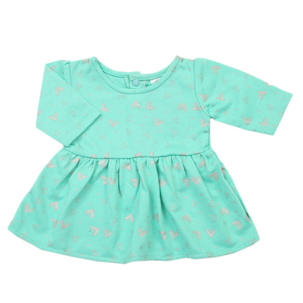 Girls Full Sleeves Frock - Cyan, Girls Frocks, Chase Value, Chase Value