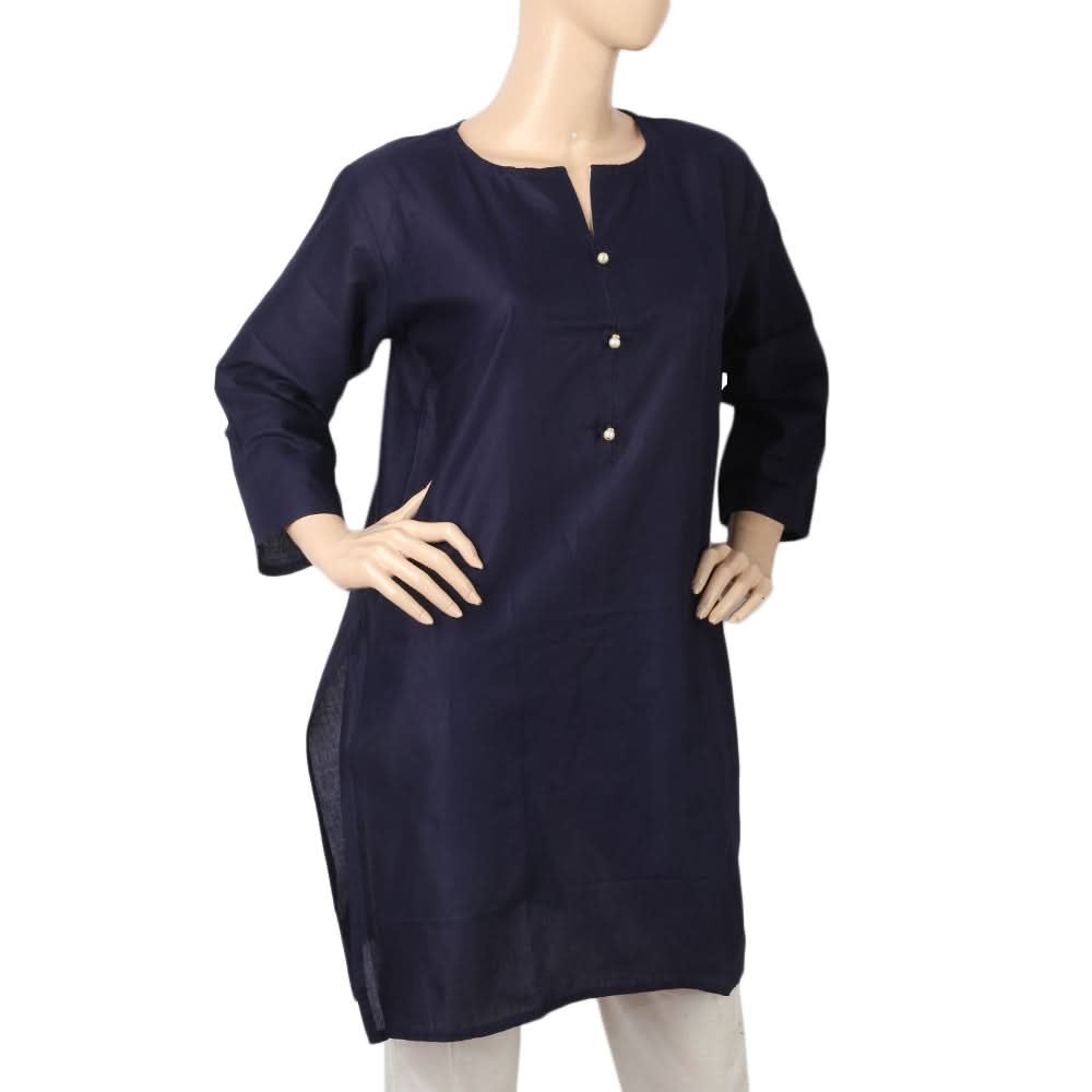 Women's Basic Plain Kurti - Navy Blue, Women, Ready Kurtis, Chase Value, Chase Value