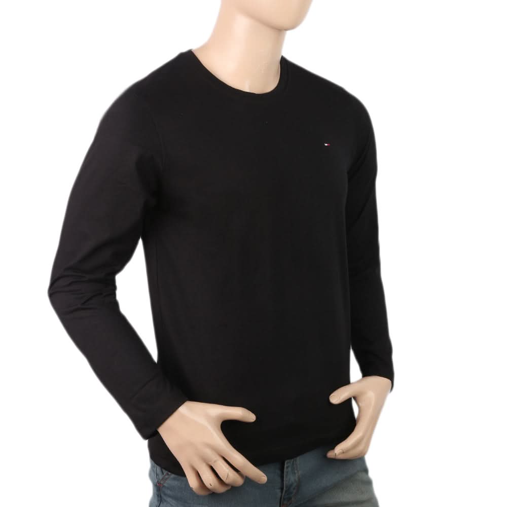 Men's Full Sleeves Logo T-Shirt - Black, Men, T-Shirts And Polos, Chase Value, Chase Value