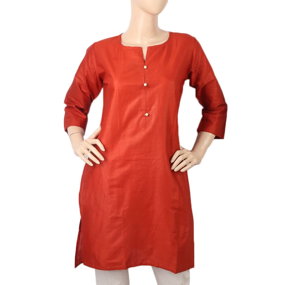 Women's Basic Plain Kurti - Rust, Women, Ready Kurtis, Chase Value, Chase Value