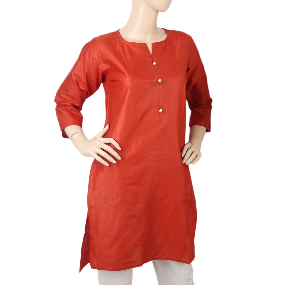 Women's Basic Plain Kurti - Rust, Women, Ready Kurtis, Chase Value, Chase Value