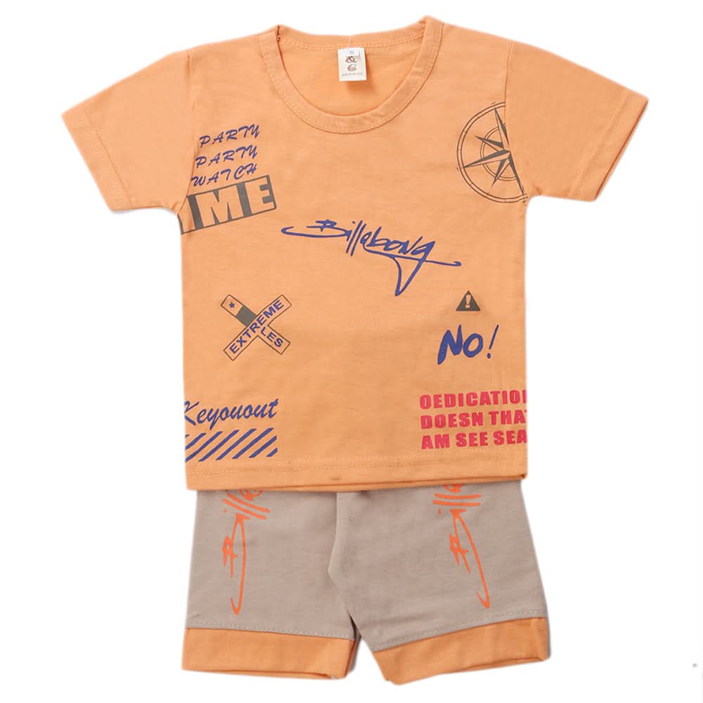 Boys Half Sleeves Short Suit - Peach, Kids, Boys Sets And Suits, Chase Value, Chase Value