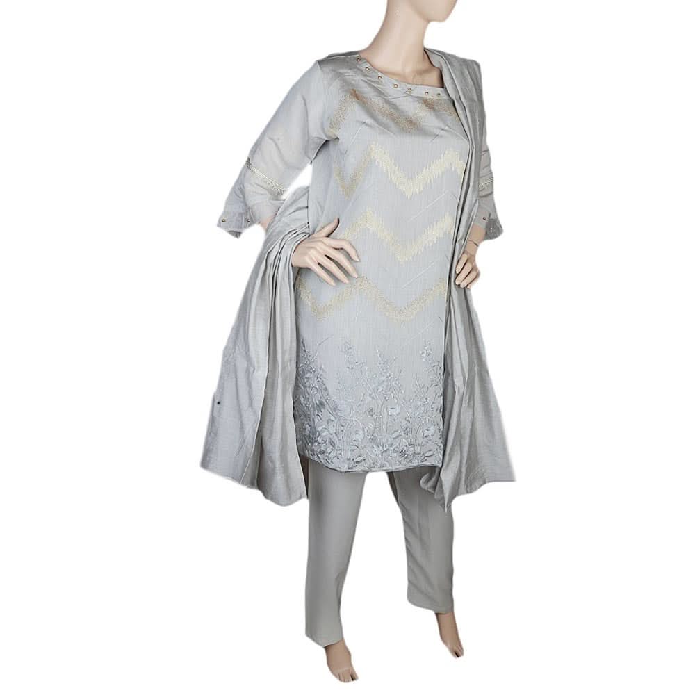 Women's Fancy 3 Piece Suit - Grey, Women, Shalwar Suits, Chase Value, Chase Value