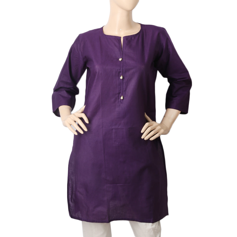 Women's Basic Plain Kurti - Purple, Women, Ready Kurtis, Chase Value, Chase Value