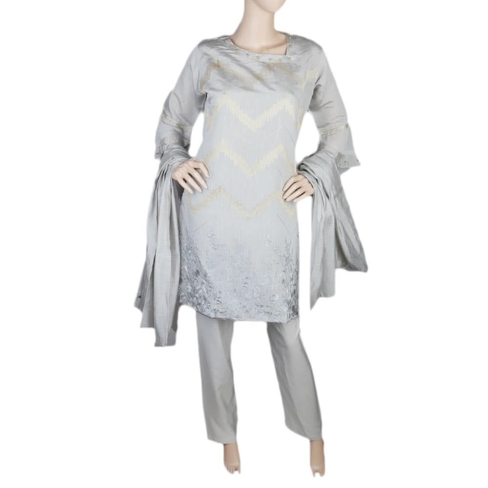 Women's Fancy 3 Piece Suit - Grey, Women, Shalwar Suits, Chase Value, Chase Value
