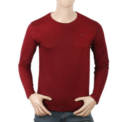 Men's Full Sleeves Logo T-Shirt - Maroon, Men, T-Shirts And Polos, Chase Value, Chase Value