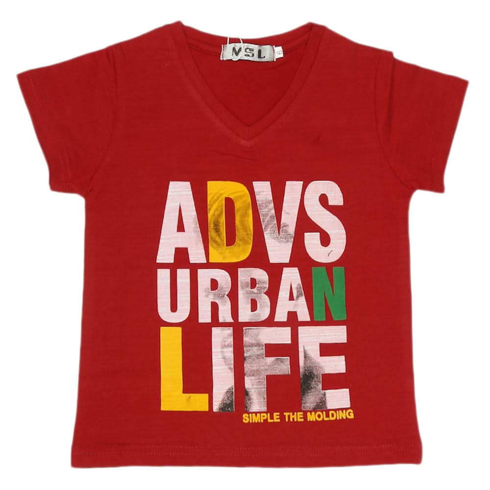 Boys Half Sleeves T-Shirt - Maroon, Kids, Boys T-Shirts, Chase Value, Chase Value