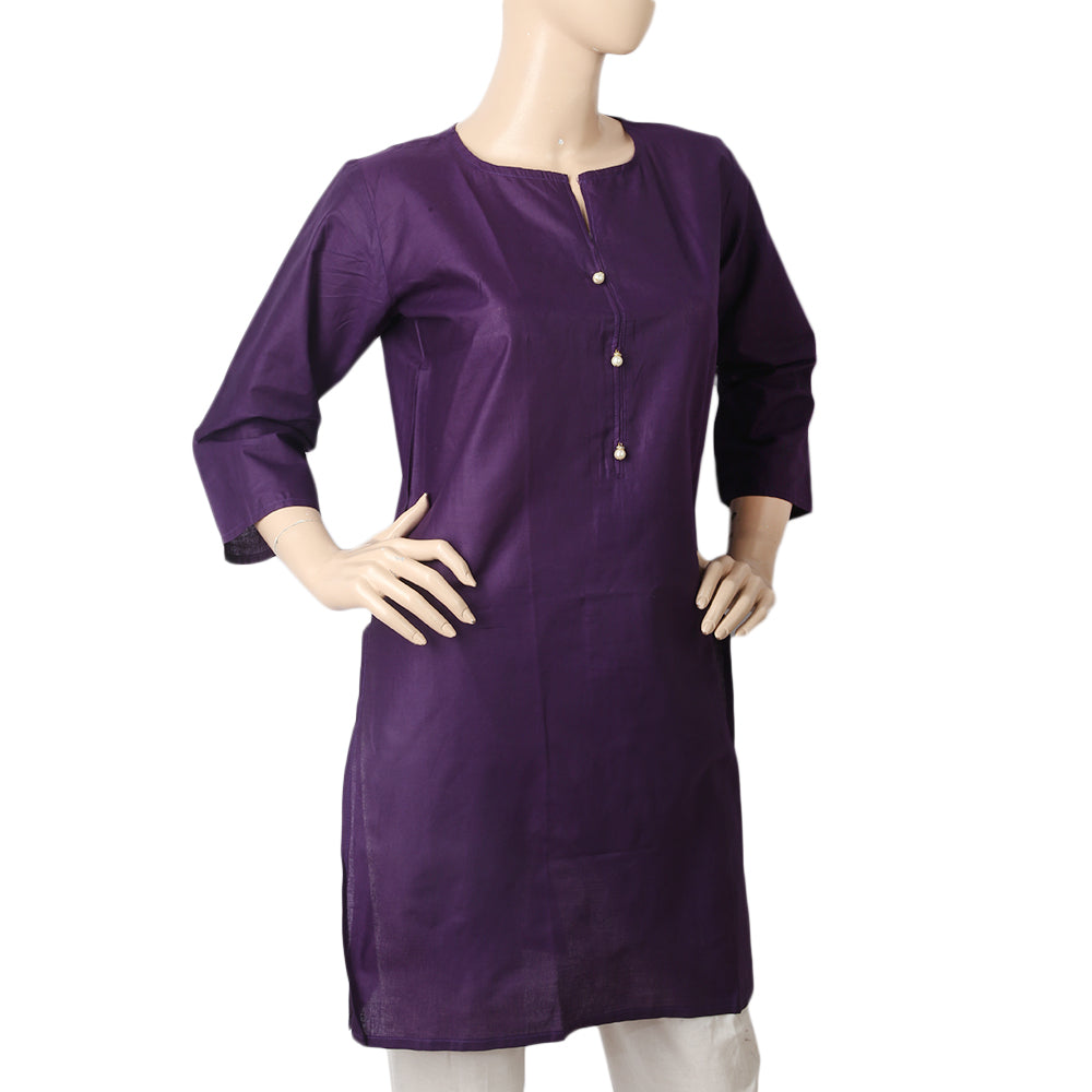 Women's Basic Plain Kurti - Purple, Women, Ready Kurtis, Chase Value, Chase Value