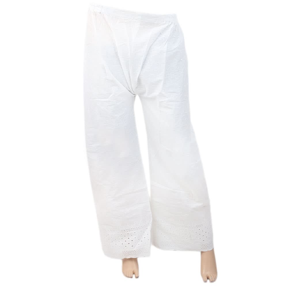 Women's Full Embroidered Bell Bottom Trouser - White, Women, Pants & Tights, Chase Value, Chase Value