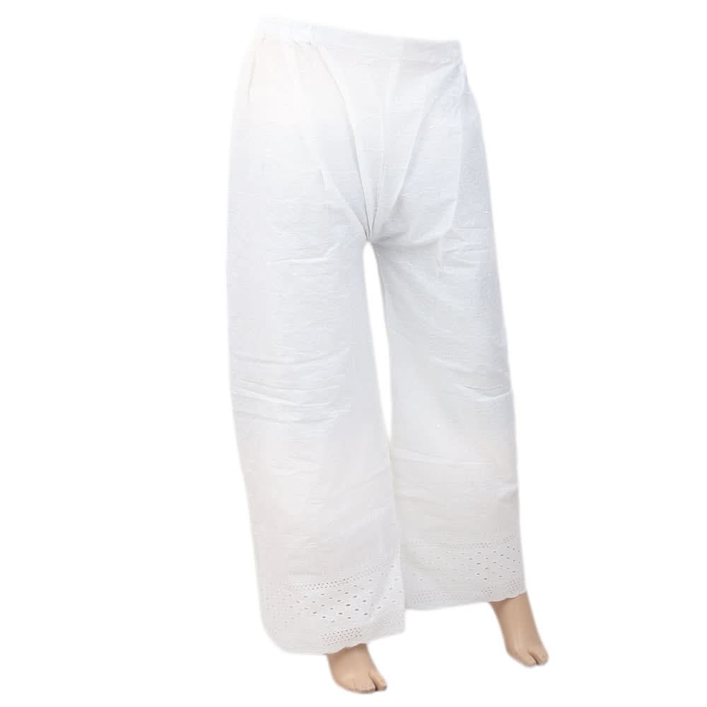 Women's Full Embroidered Bell Bottom Trouser - White, Women, Pants & Tights, Chase Value, Chase Value