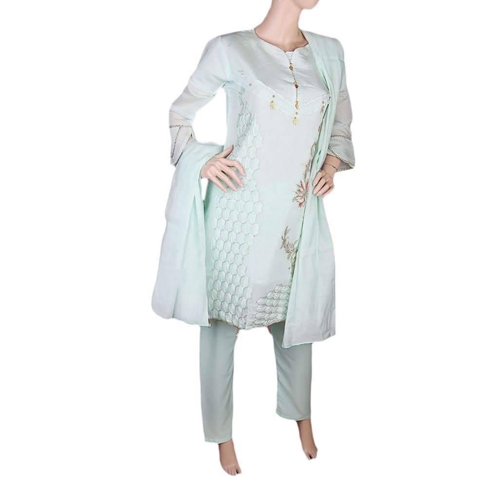 Women's Fancy 3 Piece Suit - Cyan, Women, Shalwar Suits, Chase Value, Chase Value