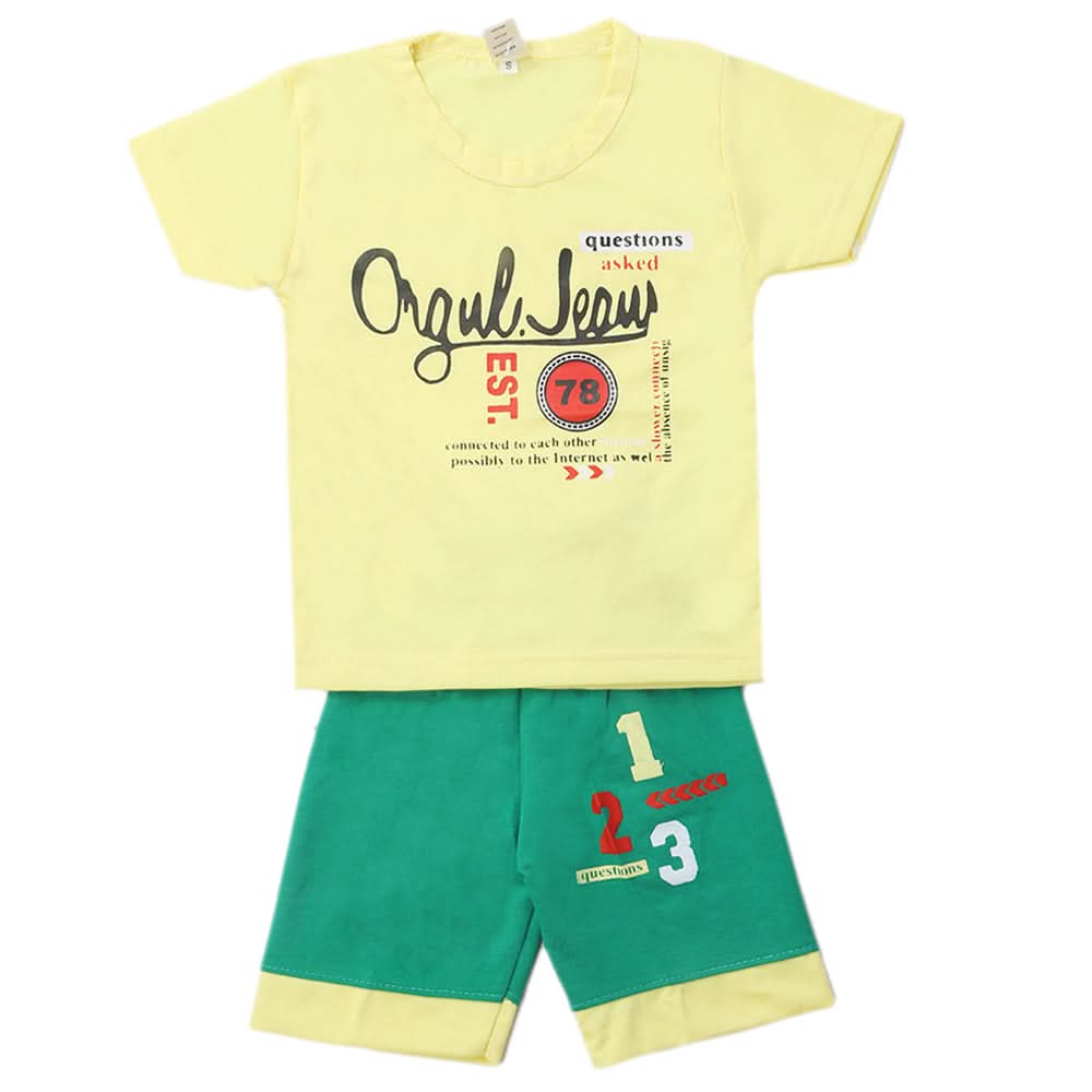Boys Half Sleeves Short Suit - Lemon, Kids, Boys Sets And Suits, Chase Value, Chase Value