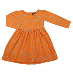 Girls Full Sleeves Frock - Peach, Girls Frocks, Chase Value, Chase Value