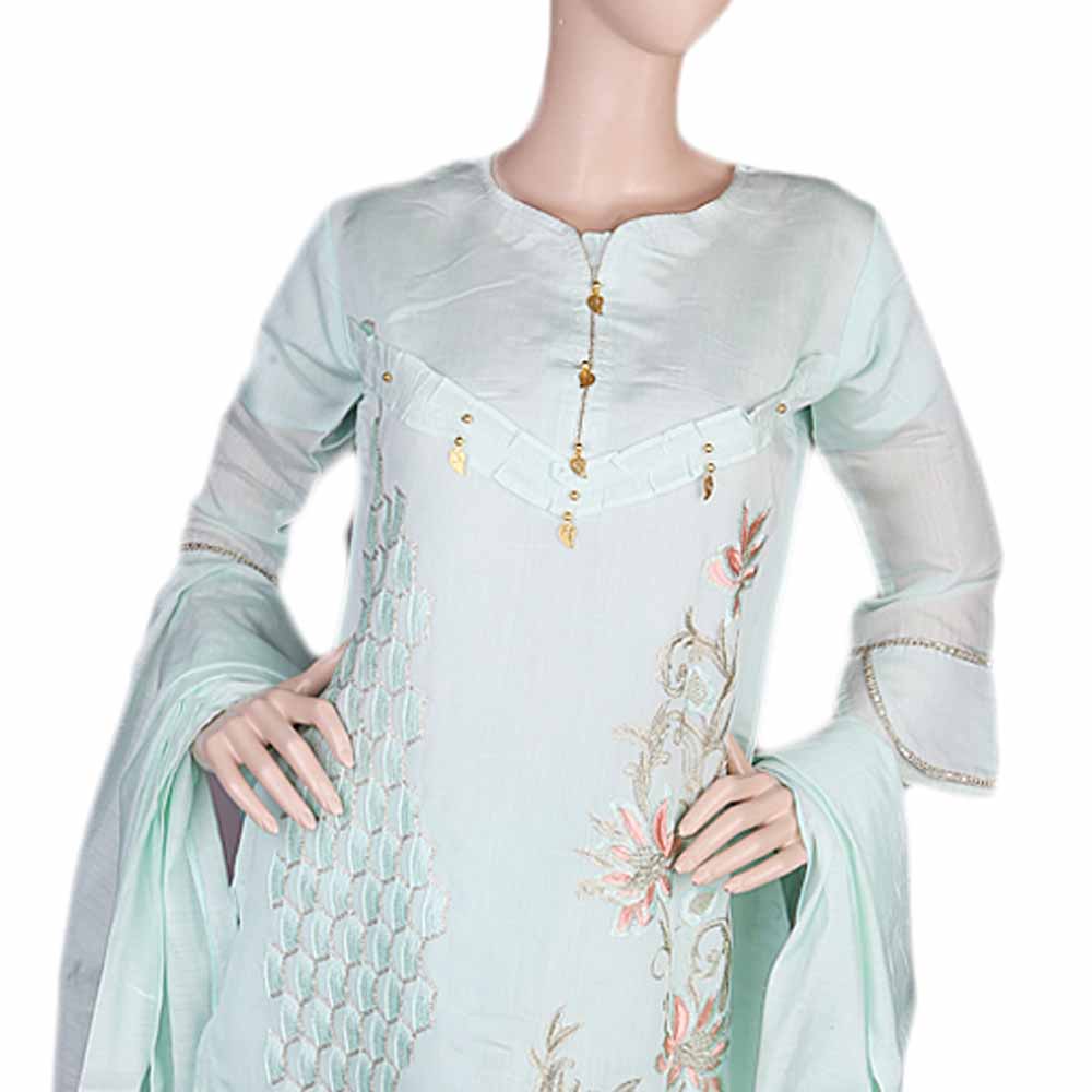 Women's Fancy 3 Piece Suit - Cyan, Women, Shalwar Suits, Chase Value, Chase Value
