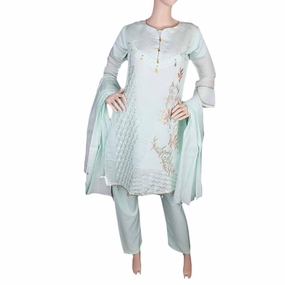 Women's Fancy 3 Piece Suit - Cyan, Women, Shalwar Suits, Chase Value, Chase Value