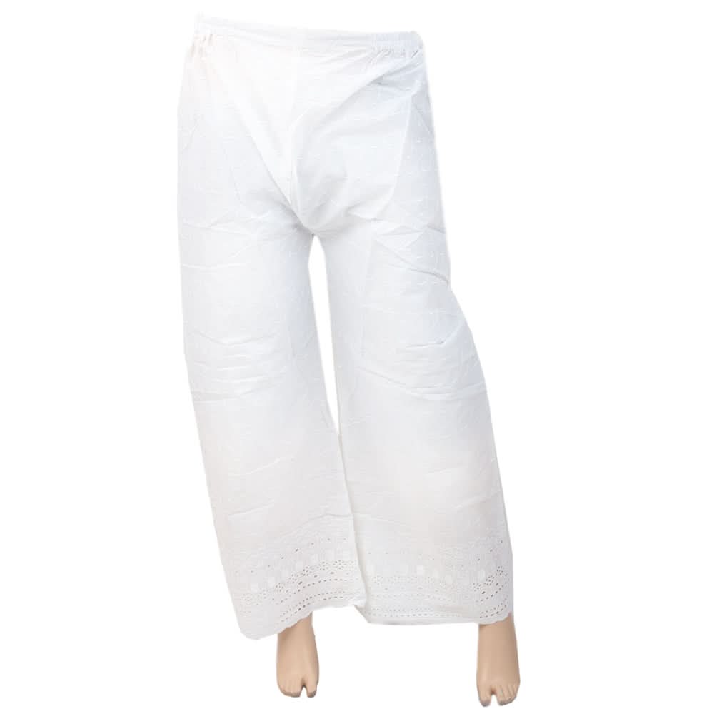 Women's Full Embroidered Bell Bottom Trouser - White, Women, Pants & Tights, Chase Value, Chase Value