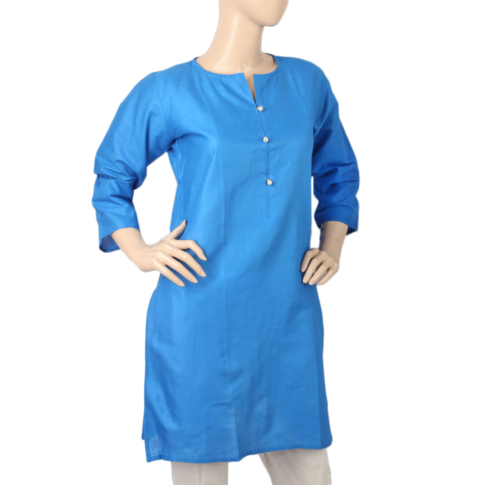 Women's Basic Plain Kurti - Tea Blue, Women, Ready Kurtis, Chase Value, Chase Value