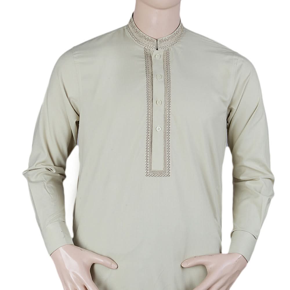 Men's Embroidered Shalwar Kameez Band Collar- Light Green, Men's Fashion, Chase Value, Chase Value