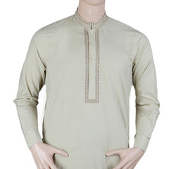 Men's Embroidered Shalwar Kameez Band Collar- Light Green, Men's Fashion, Chase Value, Chase Value