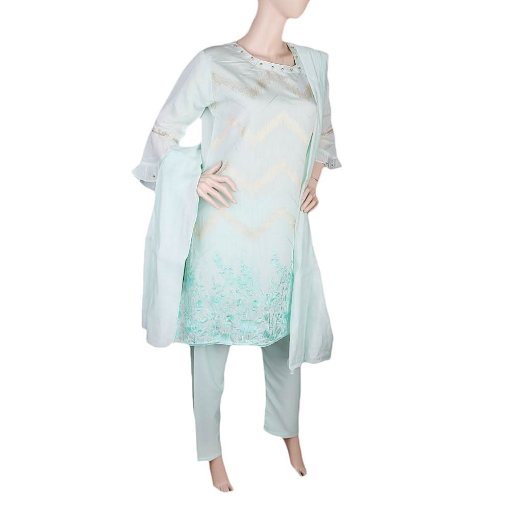Women's Fancy 3 Piece Suit - Cyan, Women, Shalwar Suits, Chase Value, Chase Value
