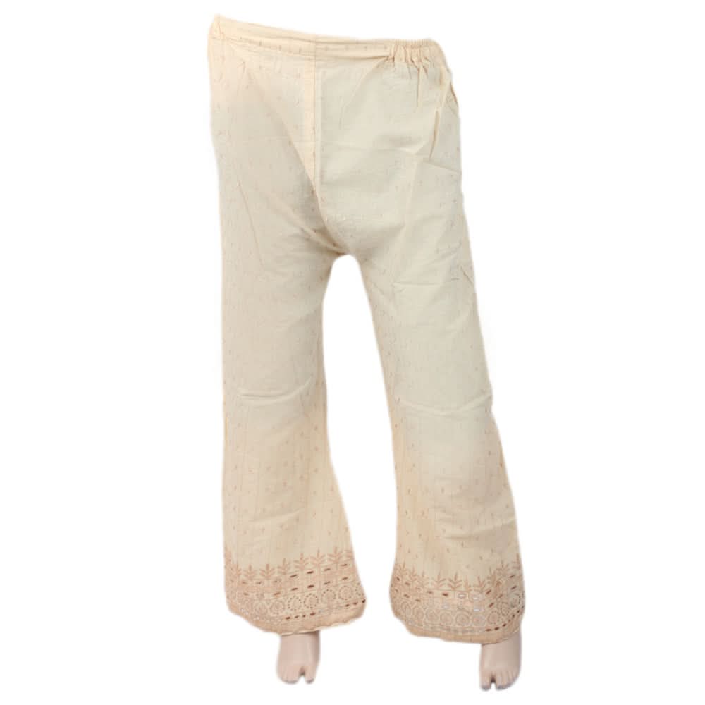 Women's Full Embroidered Bell Bottom Trouser - Beige, Women, Pants & Tights, Chase Value, Chase Value