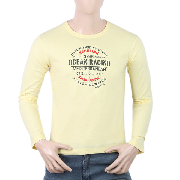 Men's Full Sleeves Lycra Printed T-Shirt - Lemon, Men, T-Shirts And Polos, Chase Value, Chase Value