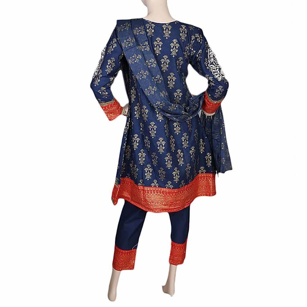 Women's Fancy Embroidered 3 Piece Suit - Navy Blue, Women, Shalwar Suits, Chase Value, Chase Value