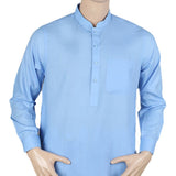 Men's Shalwar Kameez Band Collar -Plain- Blue, Men's Fashion, Chase Value, Chase Value
