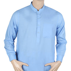 Men's Shalwar Kameez Band Collar -Plain- Blue, Men's Fashion, Chase Value, Chase Value