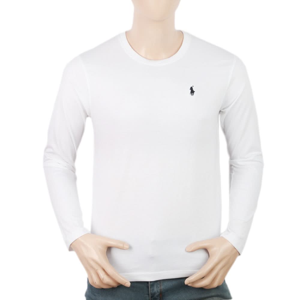 Men's Full Sleeves Logo T-Shirt - White, Men, T-Shirts And Polos, Chase Value, Chase Value