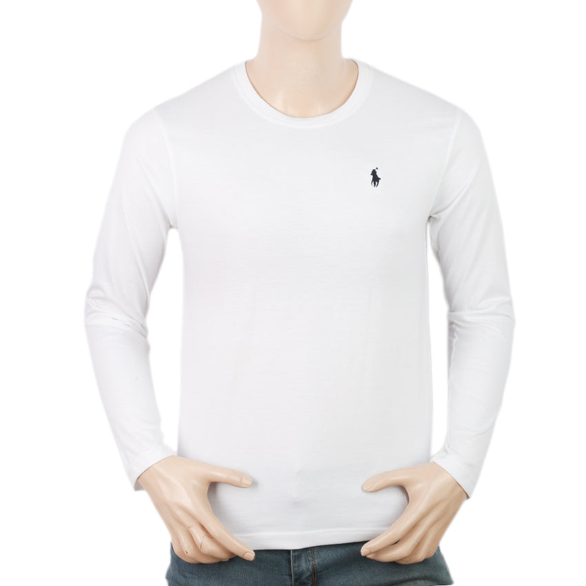Men's Full Sleeves Logo T-Shirt - White, Men, T-Shirts And Polos, Chase Value, Chase Value
