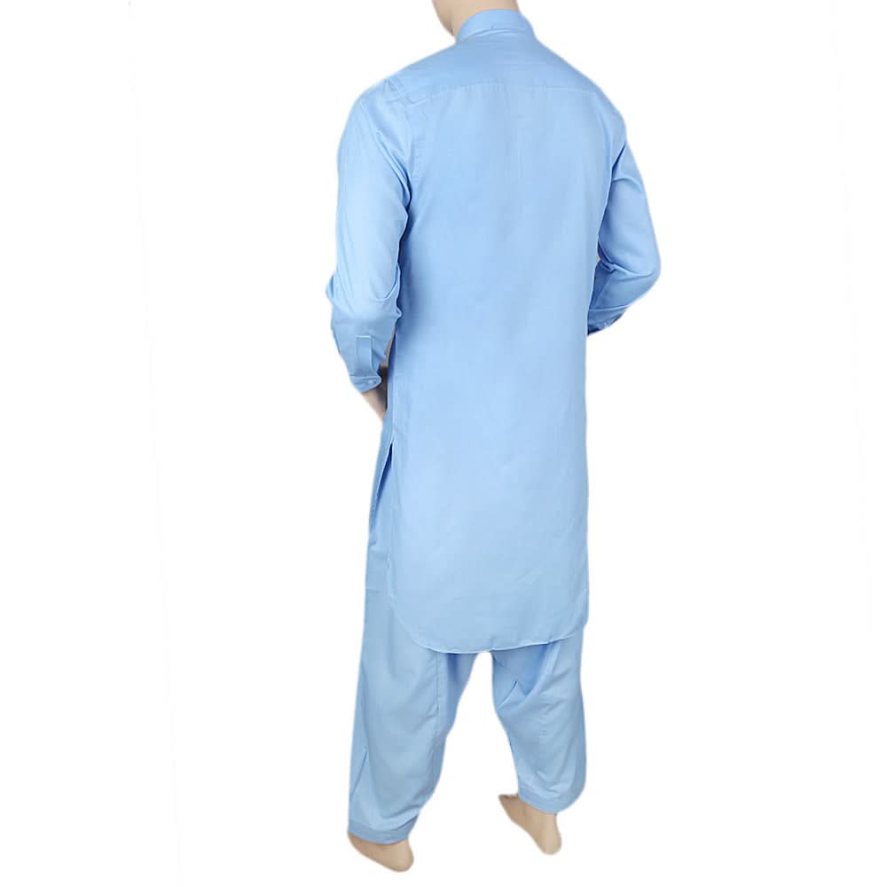 Men's Shalwar Kameez Band Collar -Plain- Blue, Men's Fashion, Chase Value, Chase Value
