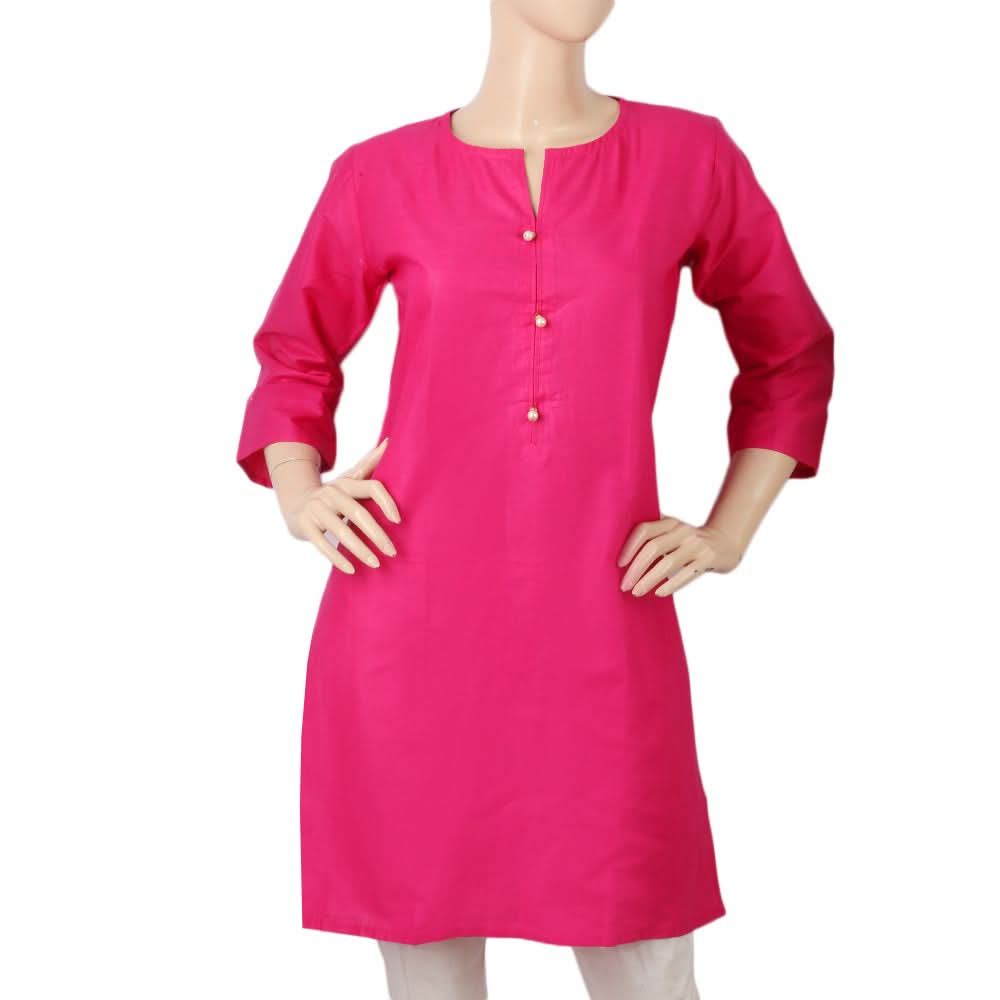 Women's Basic Plain Kurti - Pink, Women, Ready Kurtis, Chase Value, Chase Value