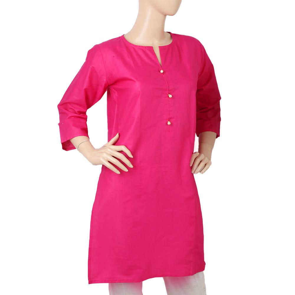 Women's Basic Plain Kurti - Pink, Women, Ready Kurtis, Chase Value, Chase Value
